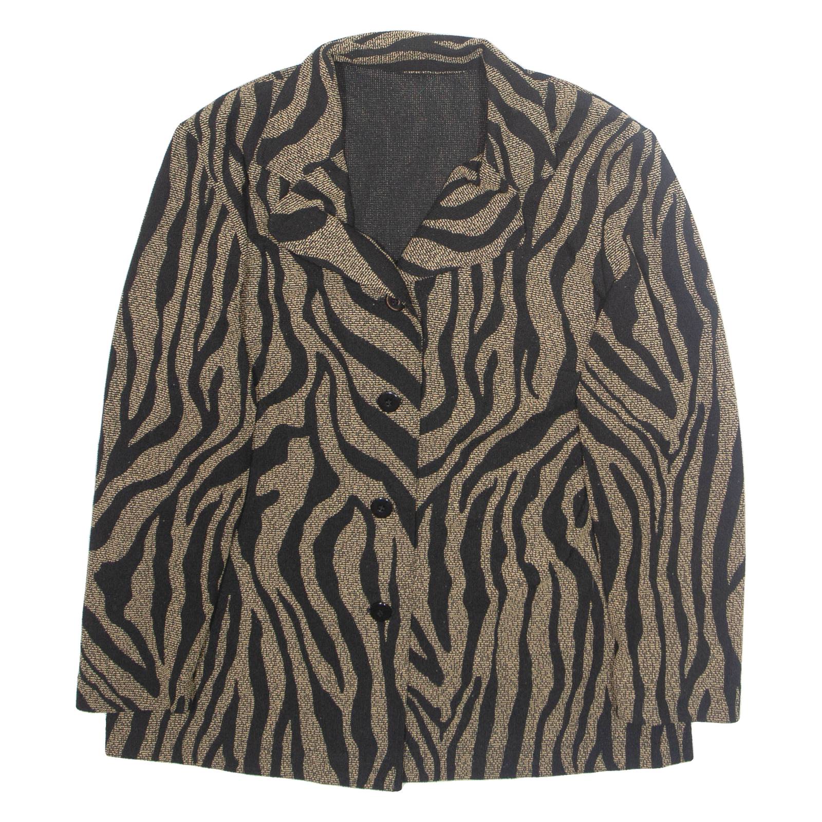 Womens Blazer Jacket Brown Crazy Pattern L