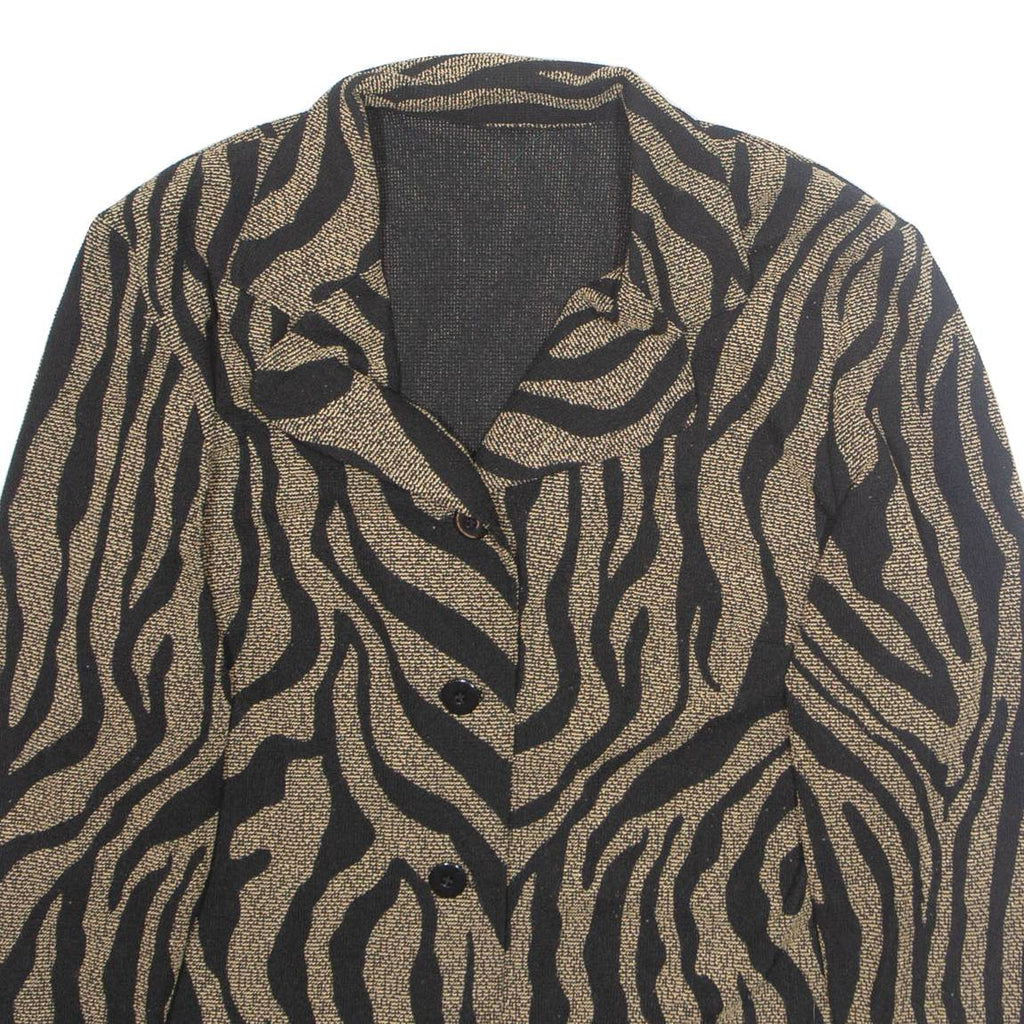 Womens Blazer Jacket Brown Crazy Pattern L