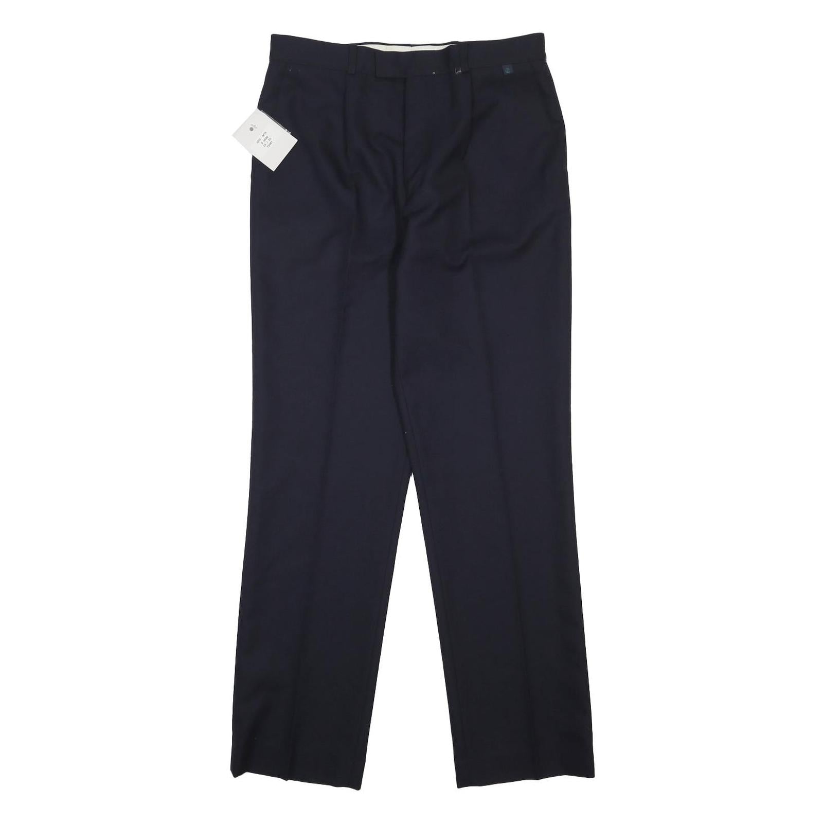 ALLEN & DOUGLAS Mens Wool Blend Navy Regular Fit Straight Trousers W34 L33 Smart