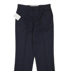 ALLEN & DOUGLAS Mens Wool Blend Navy Regular Fit Straight Trousers W34 L33 Smart