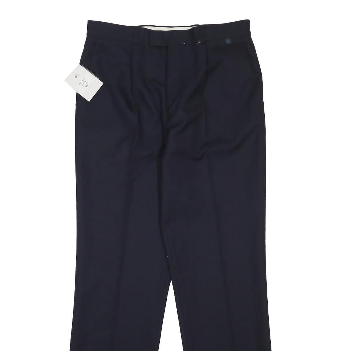 ALLEN & DOUGLAS Mens Wool Blend Navy Regular Fit Straight Trousers W34 L33 Smart