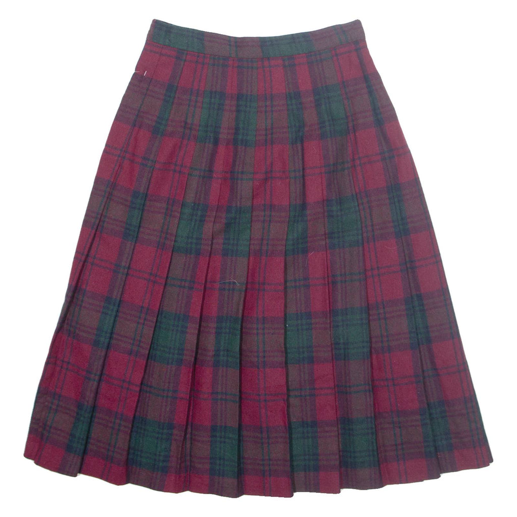 HUNTER Womens Pleated Skirt Red Midi Wool Plaid UK 12