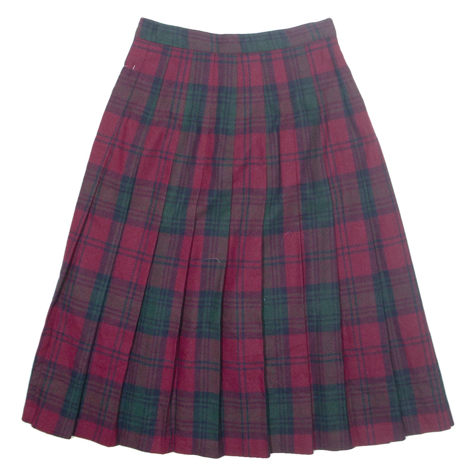 HUNTER Womens Pleated Skirt Red Midi Wool Plaid UK 12