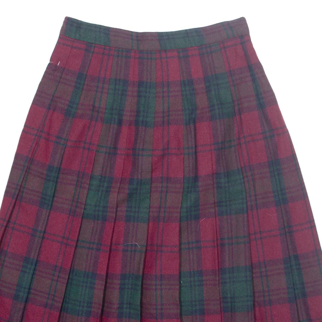 HUNTER Womens Pleated Skirt Red Midi Wool Plaid UK 12