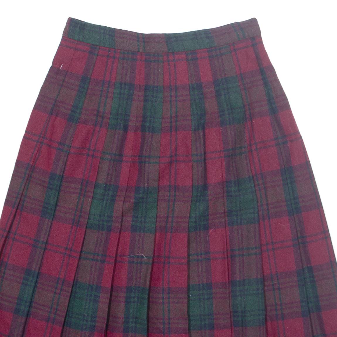 HUNTER Womens Pleated Skirt Red Midi Wool Plaid UK 12