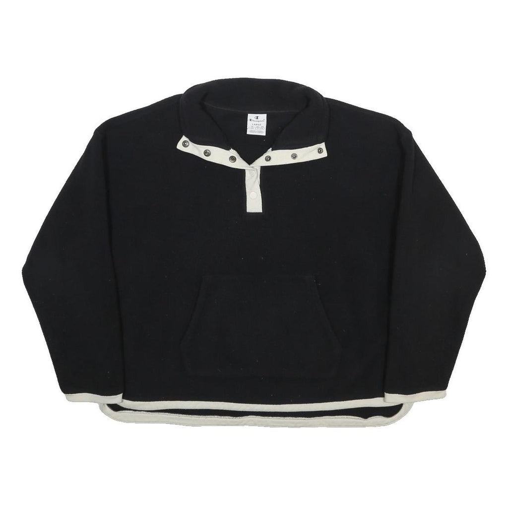 CHAMPION Womens Black & White Plain Pullover Jumper Crew Neck Polyester L