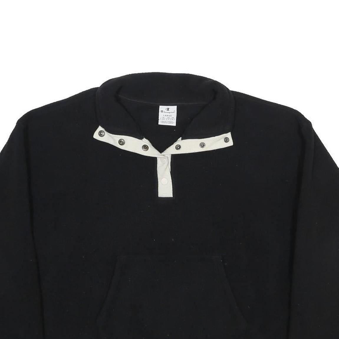 CHAMPION Womens Black & White Plain Pullover Jumper Crew Neck Polyester L