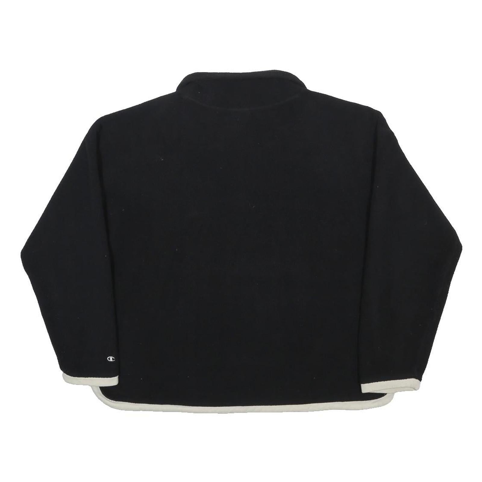 CHAMPION Womens Black & White Plain Pullover Jumper Crew Neck Polyester L