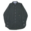 TOMMY HILFIGER Mens Green & Red Check Shirt L Classic Button Down Cotton Blend