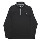 PUMA Mens Black & Grey Golf 1/4 Zip Sweatshirt S Long Sleeve Pullover