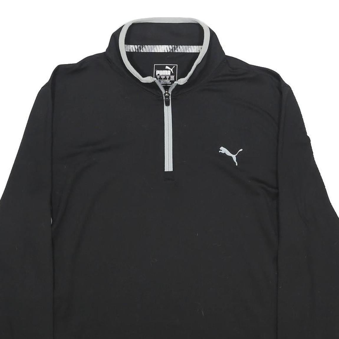 PUMA Mens Black & Grey Golf 1/4 Zip Sweatshirt S Long Sleeve Pullover