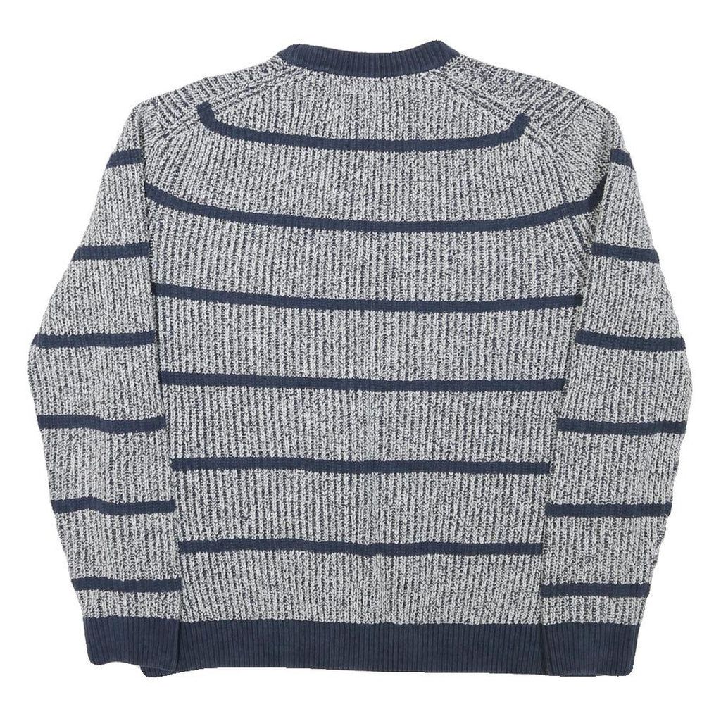TOMMY HILFIGER Mens Blue Patterned Jumper Crew Neck Basic Knit L Casual Striped