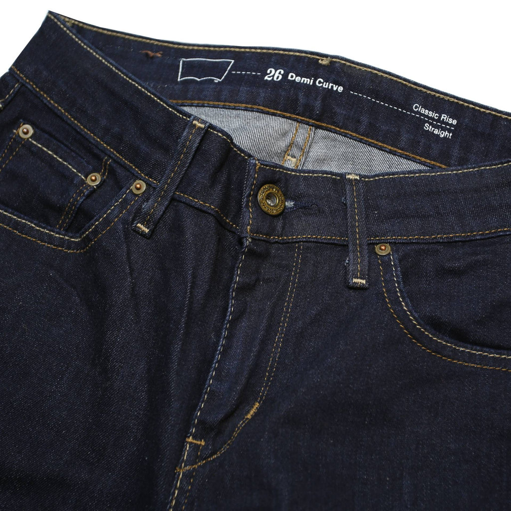 LEVI'S Womens Regular Fit Straight Leg Denim Dark Blue W26 L30 Zip Cotton Blend