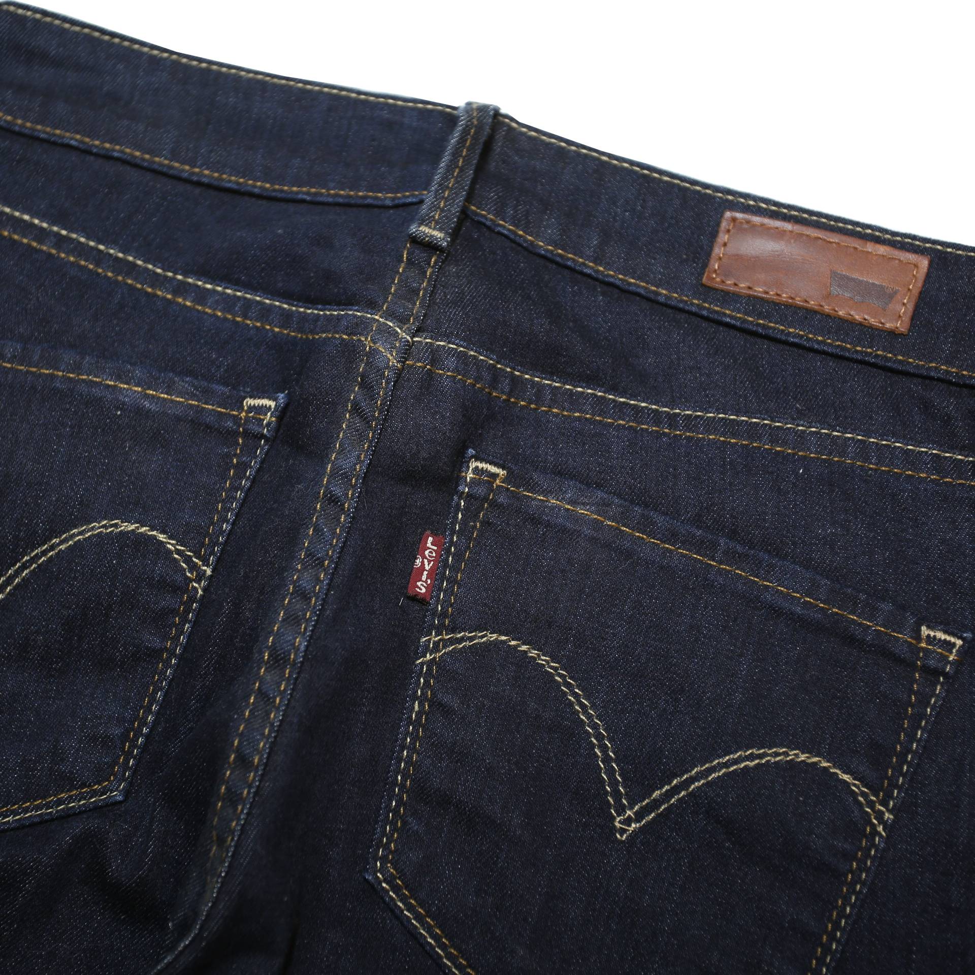 LEVI'S Womens Regular Fit Straight Leg Denim Dark Blue W26 L30 Zip Cotton Blend