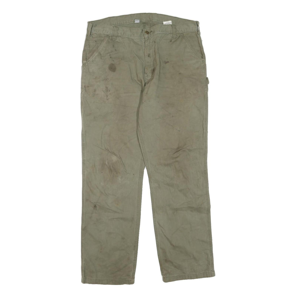CARHARTT Mens Cotton Blend Regular Trousers Beige W36 L34 Workwear Durable