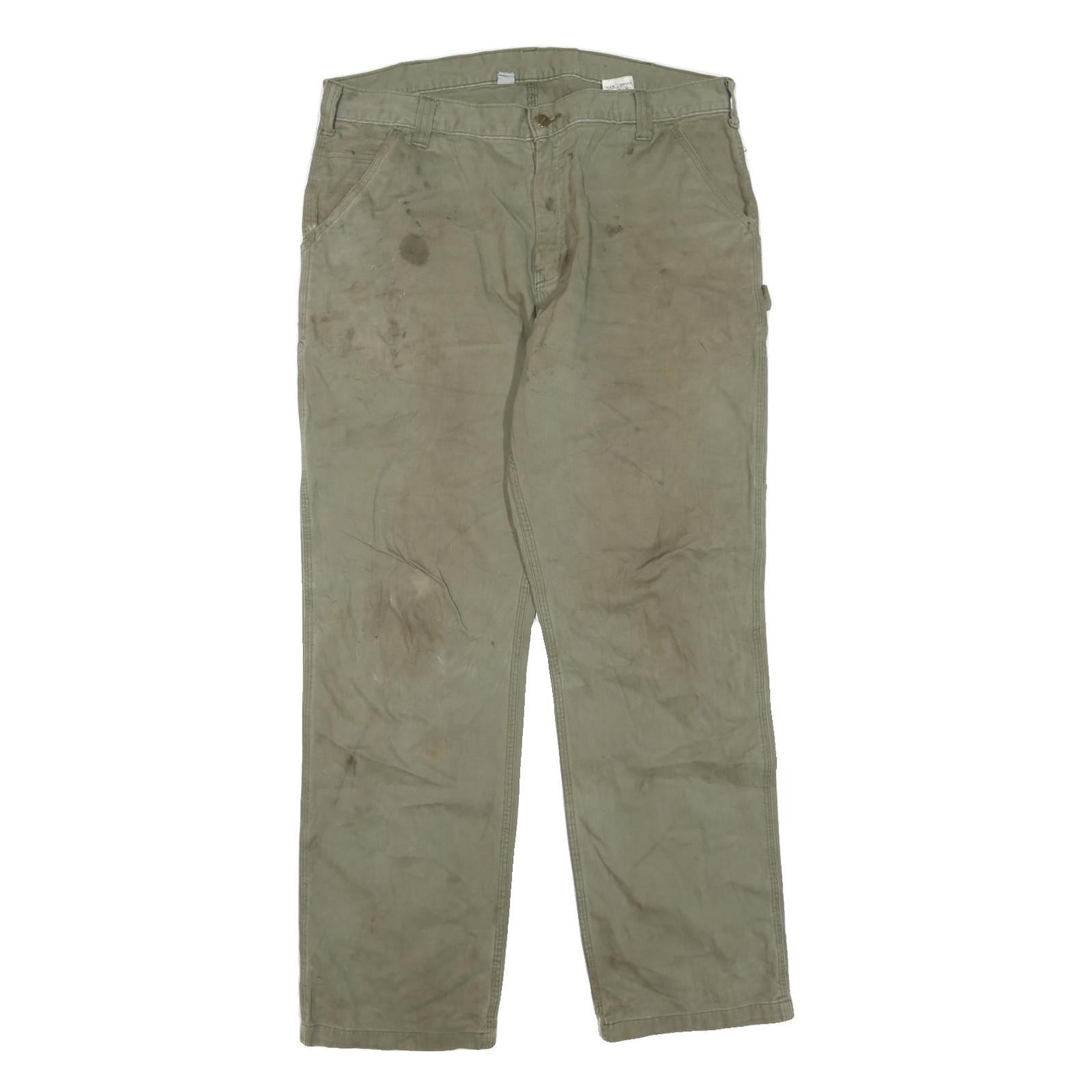 CARHARTT Mens Cotton Blend Regular Trousers Beige W36 L34 Workwear Durable