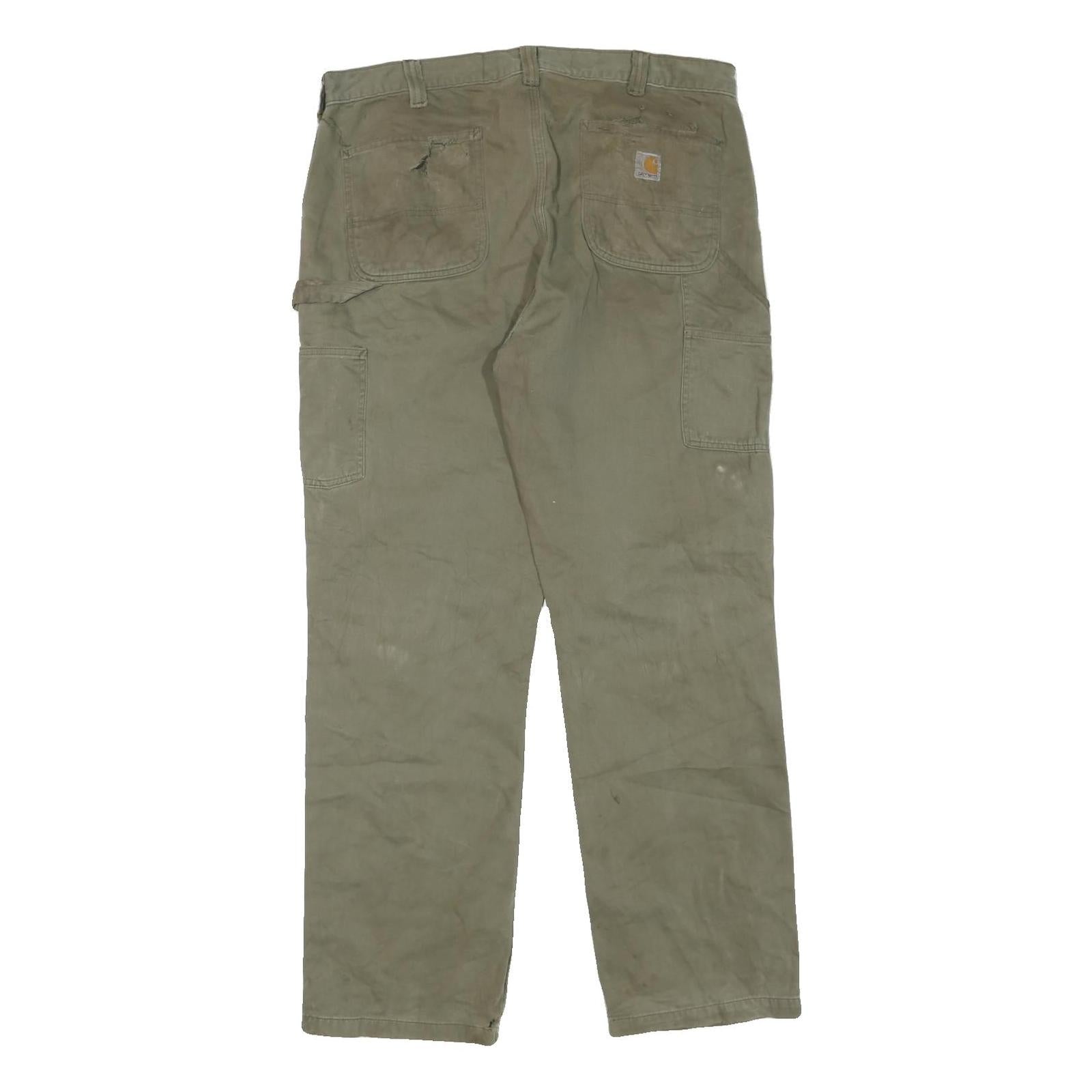 CARHARTT Mens Cotton Blend Regular Trousers Beige W36 L34 Workwear Durable