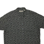 MUNSINGWEAR Mens Black & Grey Pattern Cotton Blend Shirt XL Casual Short Sleeve