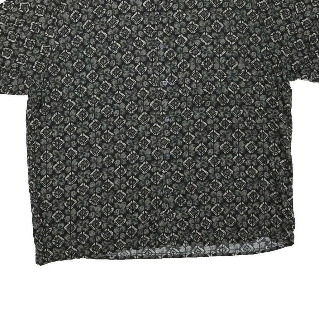 MUNSINGWEAR Mens Black & Grey Pattern Cotton Blend Shirt XL Casual Short Sleeve