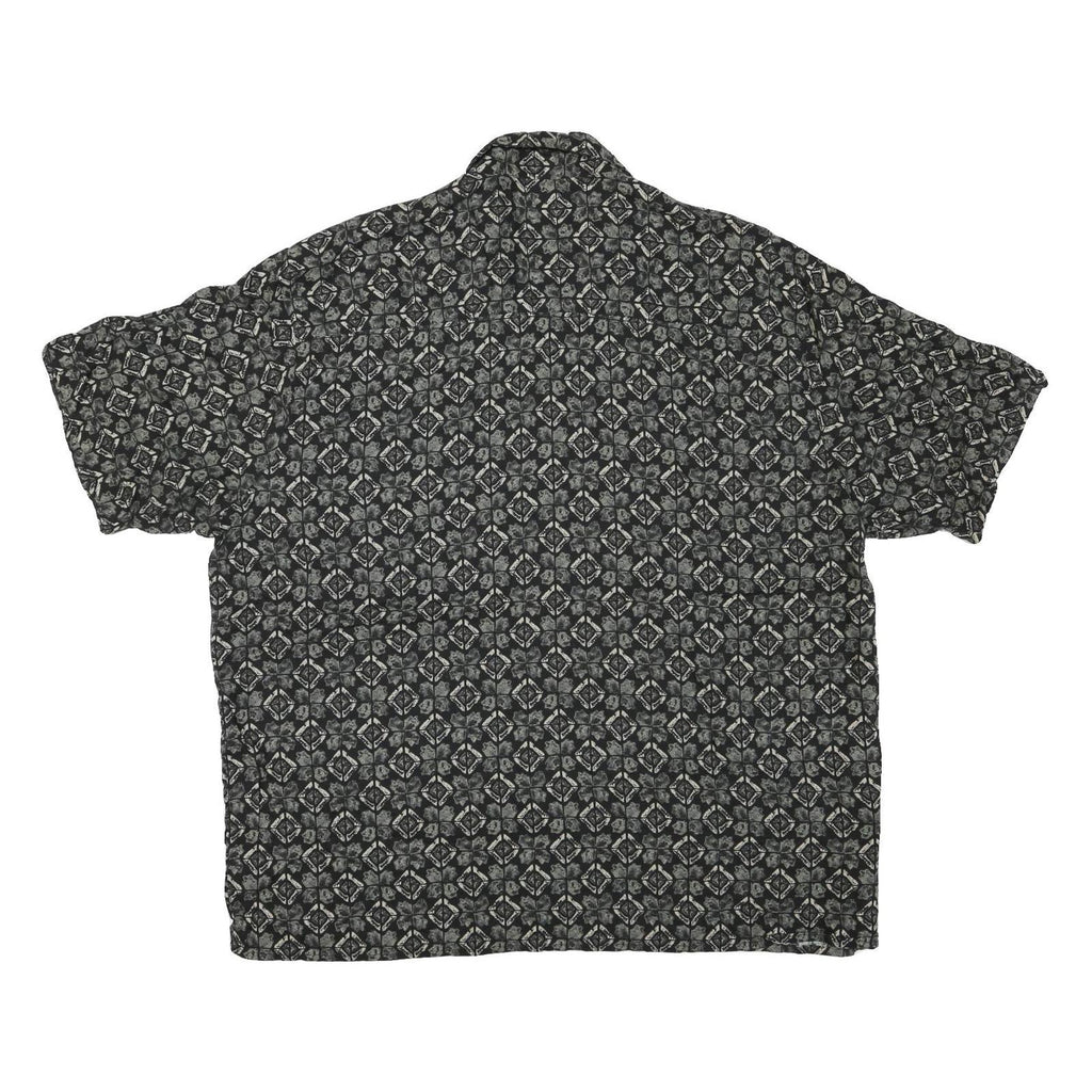 MUNSINGWEAR Mens Black & Grey Pattern Cotton Blend Shirt XL Casual Short Sleeve