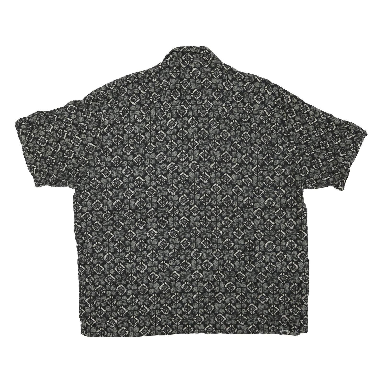 MUNSINGWEAR Mens Black & Grey Pattern Cotton Blend Shirt XL Casual Short Sleeve