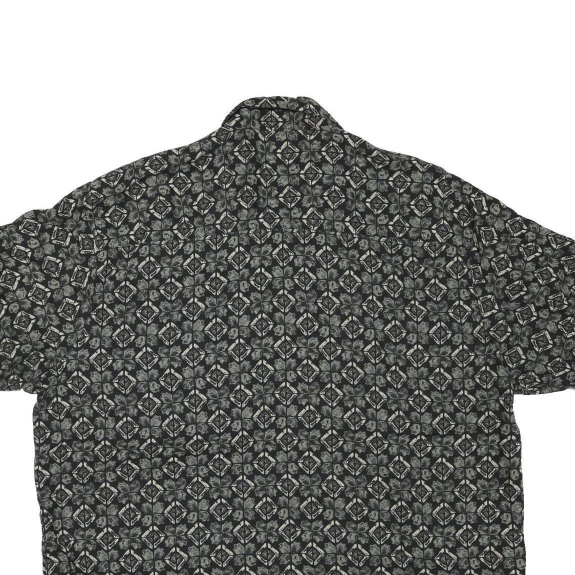 MUNSINGWEAR Mens Black & Grey Pattern Cotton Blend Shirt XL Casual Short Sleeve