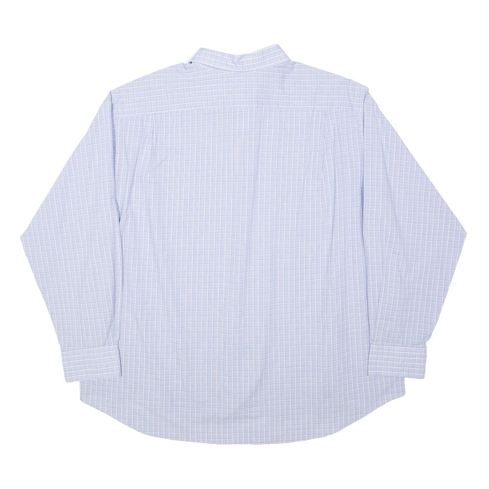 TOMMY HILFIGER Mens Blue Check Shirt 2XL Cotton Blend Long Sleeve Casual Formal