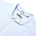 TOMMY HILFIGER Mens Blue Check Shirt 2XL Cotton Blend Long Sleeve Casual Formal