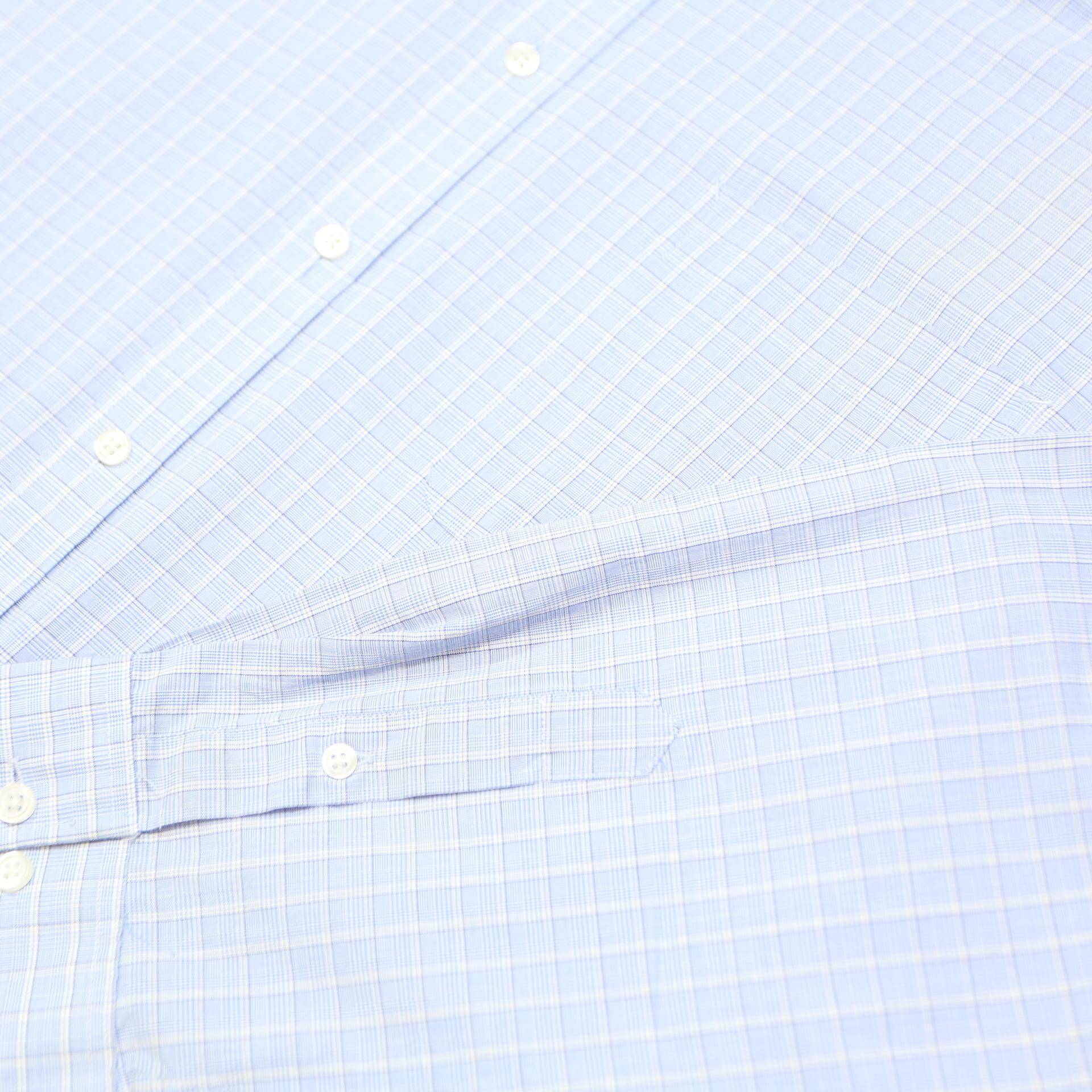 TOMMY HILFIGER Mens Blue Check Shirt 2XL Cotton Blend Long Sleeve Casual Formal
