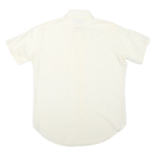 Mens Cream Shirt L Short Sleeve Polyester Blend Button Closure Plain