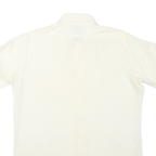 Mens Cream Shirt L Short Sleeve Polyester Blend Button Closure Plain