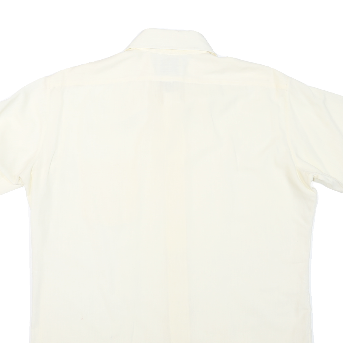 Mens Cream Shirt L Short Sleeve Polyester Blend Button Closure Plain