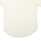 Mens Cream Shirt L Short Sleeve Polyester Blend Button Closure Plain