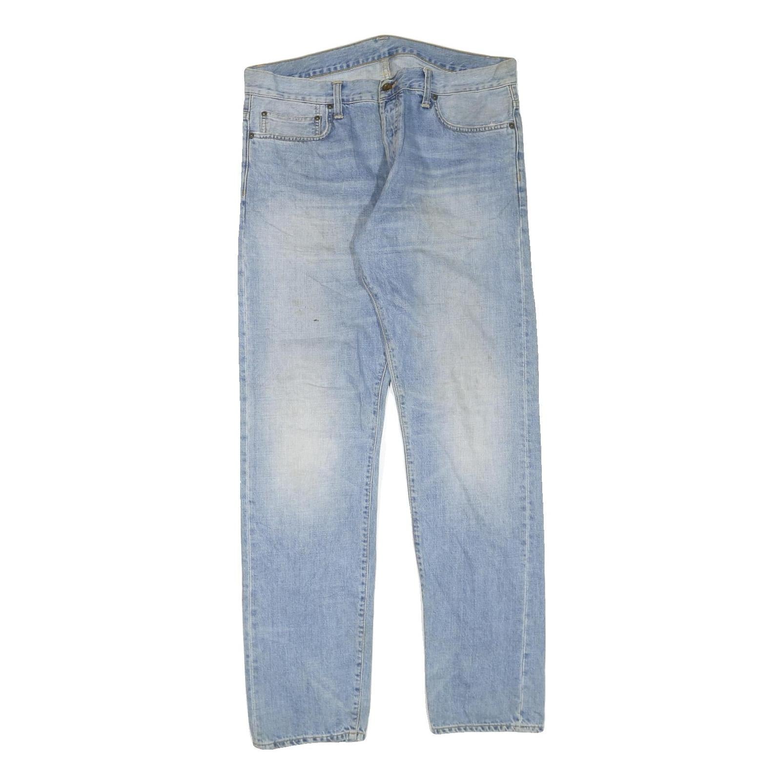 CARHARTT Mens Jeans Blue Regular Straight Denim Light W38 L35 Zip Cotton Blend