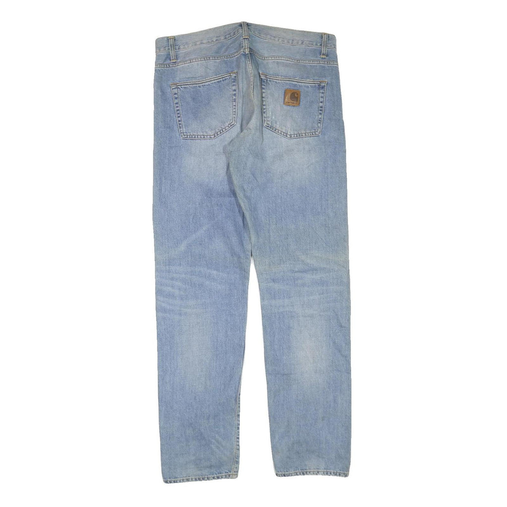 CARHARTT Mens Jeans Blue Regular Straight Denim Light W38 L35 Zip Cotton Blend