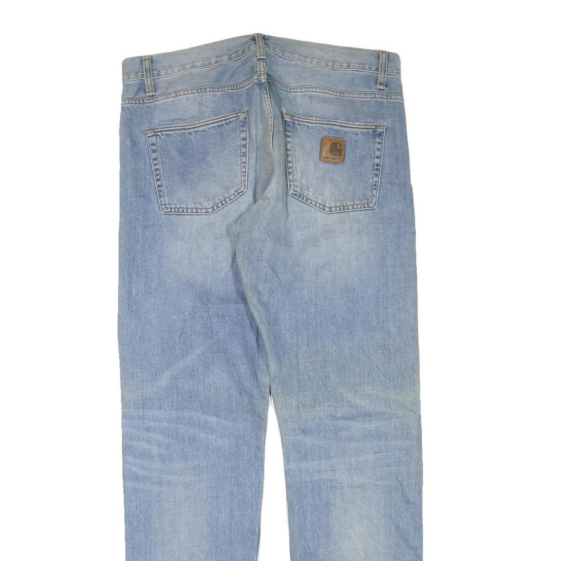 CARHARTT Mens Jeans Blue Regular Straight Denim Light W38 L35 Zip Cotton Blend