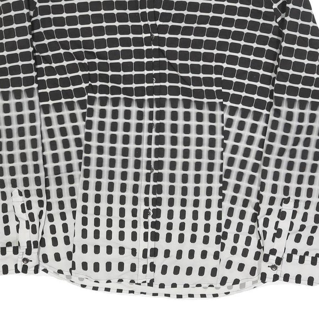 CALVIN KLEIN Womens Black & White Printed Shirt Long Sleeve Round Neck L Stylish