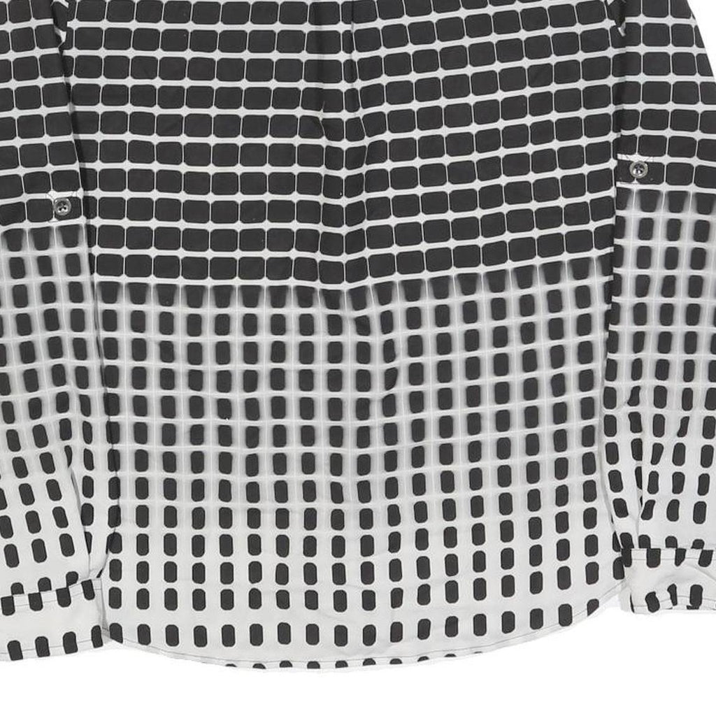 CALVIN KLEIN Womens Black & White Printed Shirt Long Sleeve Round Neck L Stylish