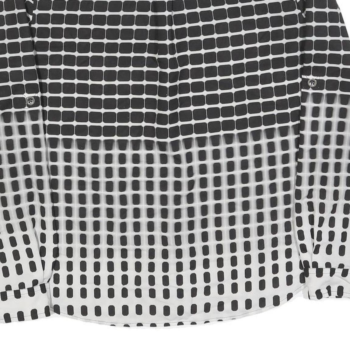 CALVIN KLEIN Womens Black & White Printed Shirt Long Sleeve Round Neck L Stylish