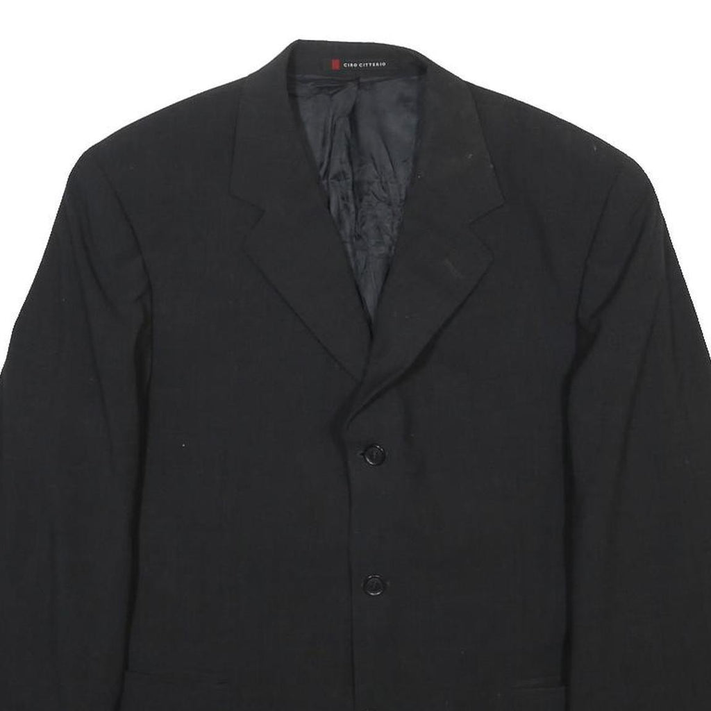 CIRO CITTERIO Mens Black Classic Jacket M Wool Blend Plain Button Closure
