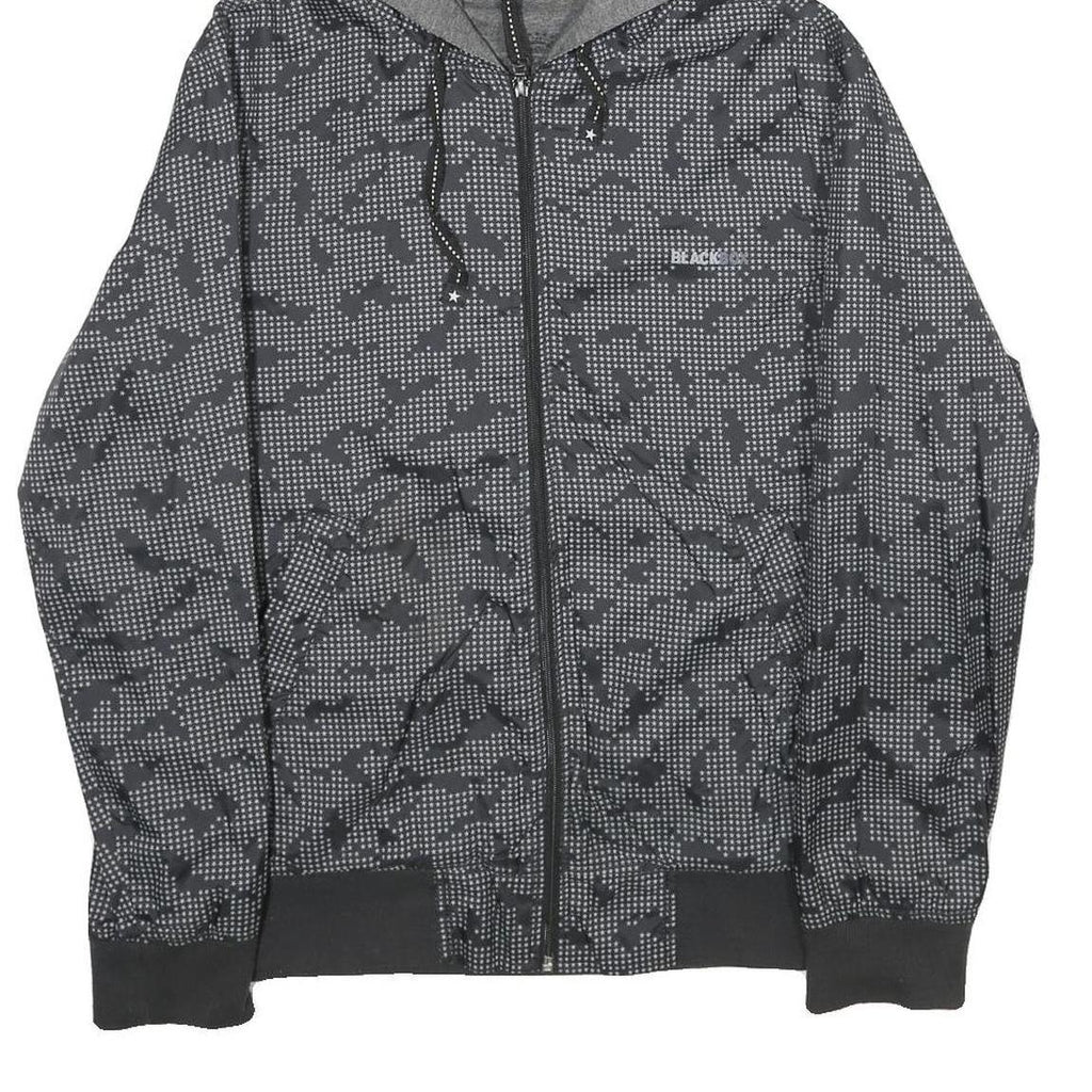 BLACK BOX Mens Grey & Black Camouflage Hoodie Jacket S Woven Zip Hooded Casual