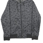 BLACK BOX Mens Grey & Black Camouflage Hoodie Jacket S Woven Zip Hooded Casual