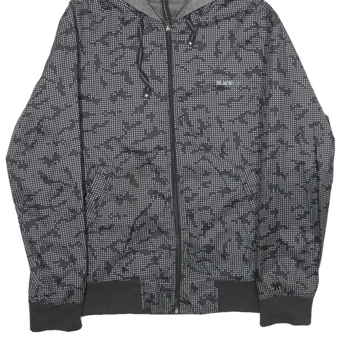 BLACK BOX Mens Grey & Black Camouflage Hoodie Jacket S Woven Zip Hooded Casual