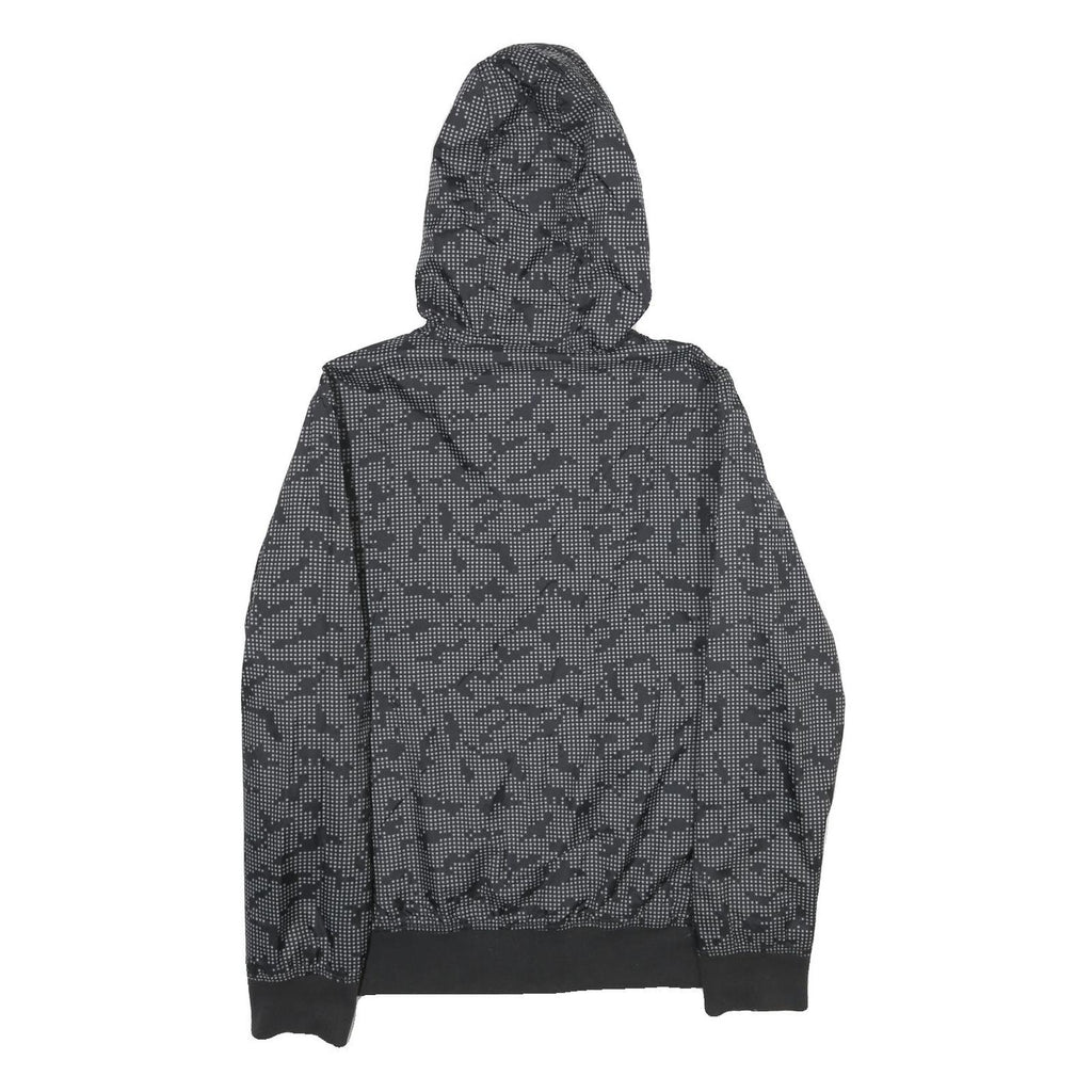 BLACK BOX Mens Grey & Black Camouflage Hoodie Jacket S Woven Zip Hooded Casual