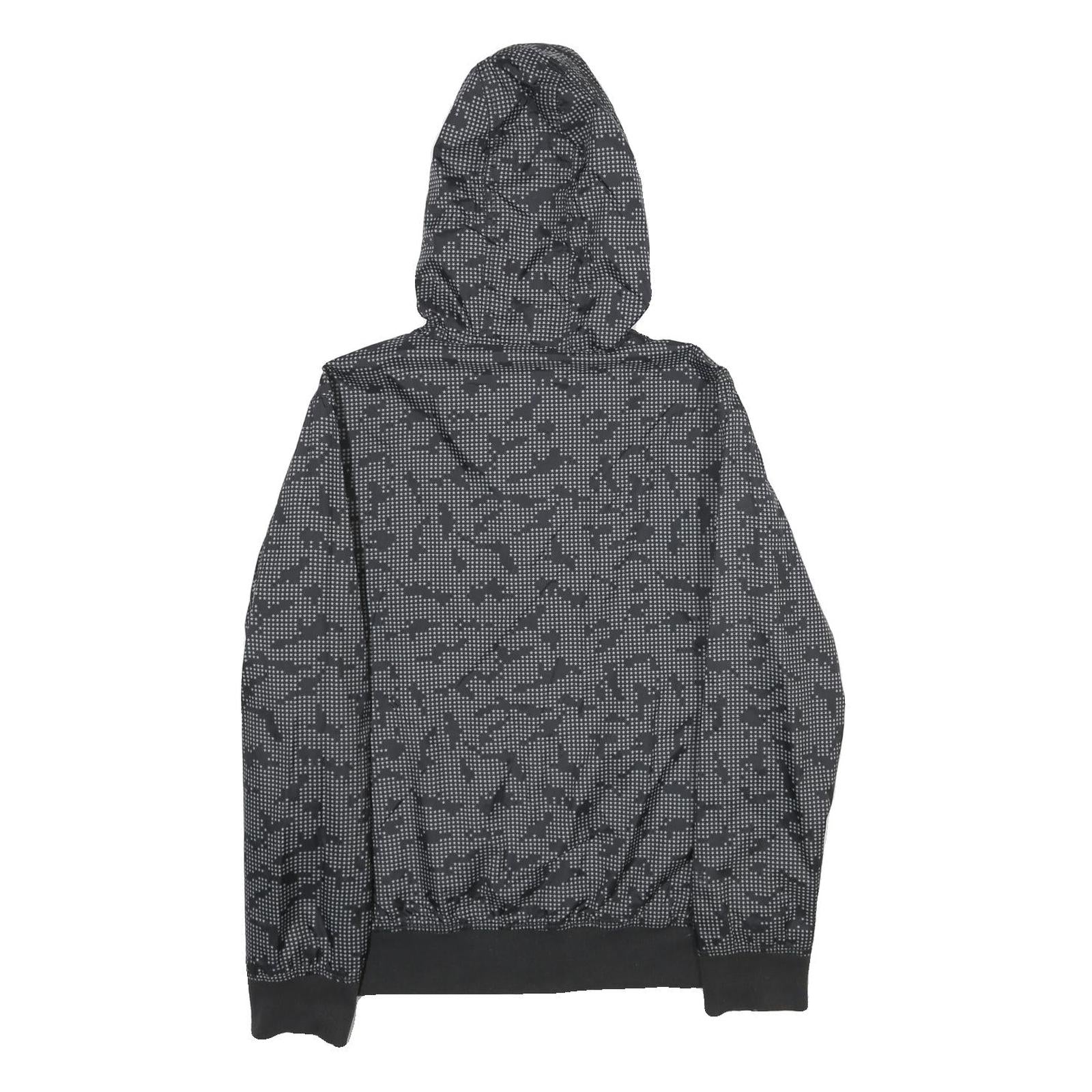 BLACK BOX Mens Grey & Black Camouflage Hoodie Jacket S Woven Zip Hooded Casual