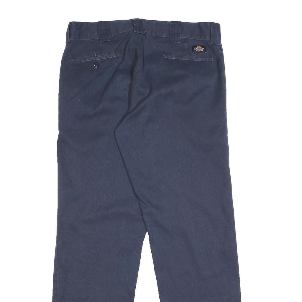 DICKIES Mens Cotton Blend Blue & Navy Slim Straight Trousers W34 L34 Workwear