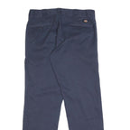 DICKIES Mens Cotton Blend Blue & Navy Slim Straight Trousers W34 L34 Workwear