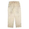 DICKIES Mens Jeans Beige Regular Straight Denim W33 L32 Workwear Utility Zip