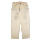 DICKIES Mens Jeans Beige Regular Straight Denim W33 L32 Workwear Utility Zip