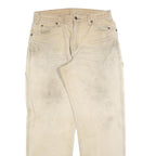 DICKIES Mens Jeans Beige Regular Straight Denim W33 L32 Workwear Utility Zip